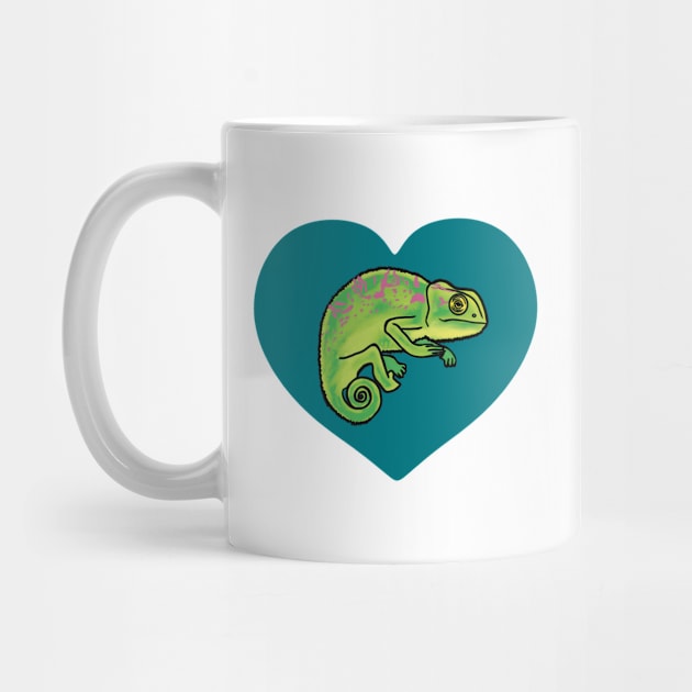 Teal Heart Colorful Chameleon for Chameleon Lovers by Mochi Merch